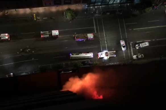 A resident’s view of the Neo 200 building fire in Spencer Street in 2019.