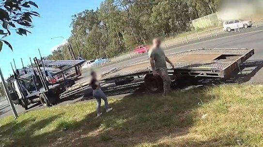 The truck carrying the Sydney couple was stopped on the Bruce Highway in the Moreton Bay region, north of Brisbane.