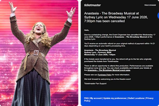 Anastasia: The Musical quietly cancelling shows may be a symptom of a broader issue in the Australian theatre industry.