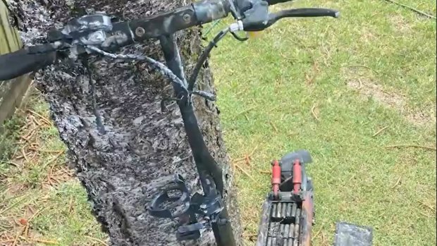 The e-scooter caught fire in a Brisbane home.
