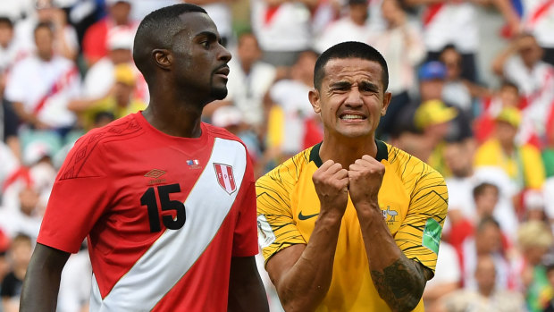 Tough to take: Tim Cahill reacts during Australia's loss.