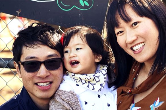 Matthew Si, with daughter Aria and wife Melinda Tan. 