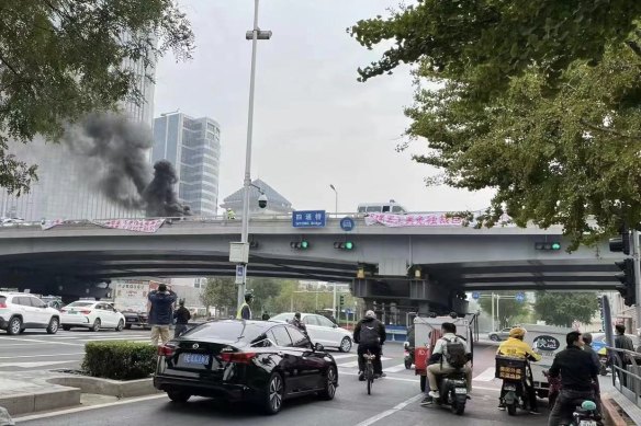 Image of the protest in Beijing that was shared on social media.