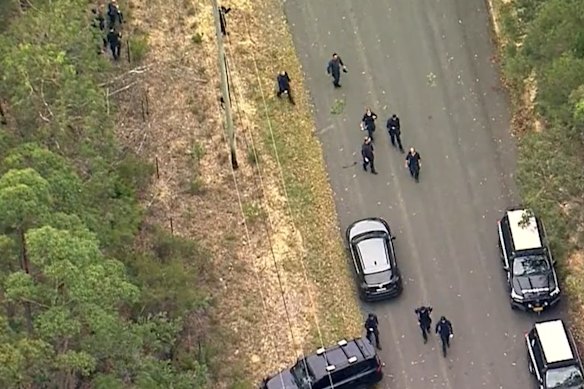 Police scoured bushland in Glenorie on Sunday afternoon in the search for Chris Baghsarian.