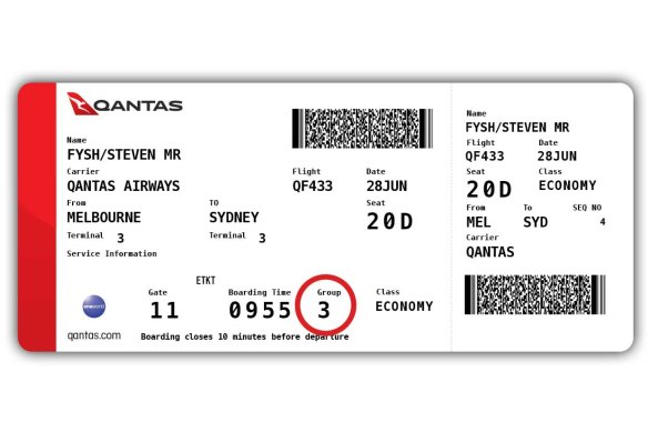 Qantas’ new system will assign passengers a group number from one to six on their boarding passes, which will determine when the passenger can board.