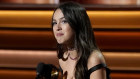 Olivia Rodrigo accepts the award for best new artist at the 64th Annual Grammy Awards.