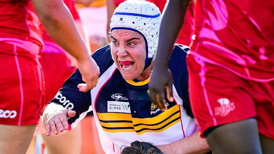 ACT Brumbies front-rowers Louise Burrows and Peta Cox. 