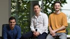 EVP’s Misha Saul with StrongRoom AI executives Christopher Durre and Max Mito in March.
