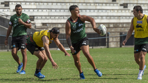 Latrell Mitchell at Souths training on Friday morning.