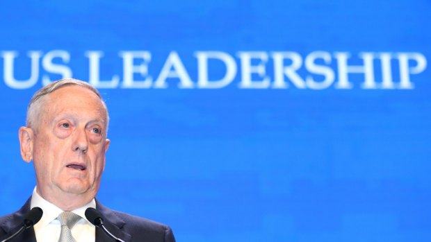 James Mattis, US Secretary of Defence, speaks during the IISS Shangri-La Dialogue Asia Security Summit in Singapore.