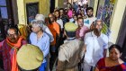 Voters queue at a polling station during the fourth phase of voting for national elections in Kanpur, Uttar Pradesh. 