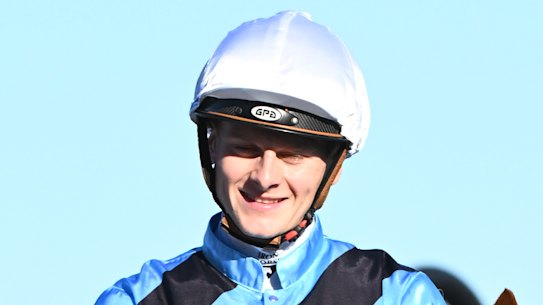 Ethan Brown suffered a fall in Saturday’s Australian Guineas at Flemington.