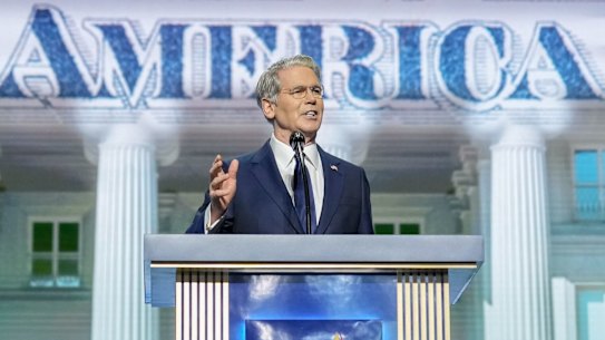 Scott Bessent at the GOP midterm convention in Dallas on Wednesday.