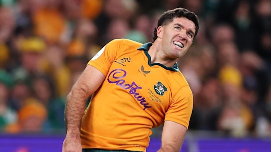 Ben Donaldson reacted to his missed goal against Ireland.