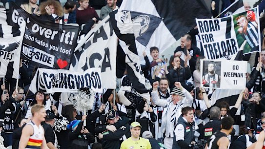 Black and White army: Magpies fans out in support at the MCG.