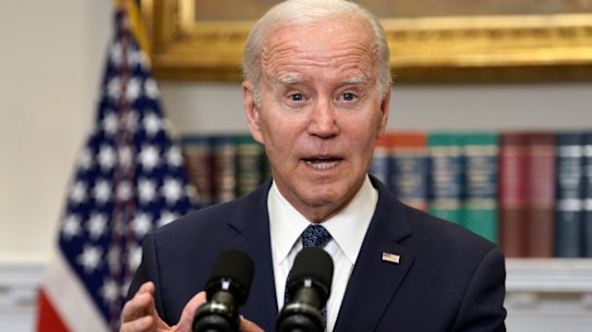 US President Joe Biden speaks to reporters in the White House on the agreement.