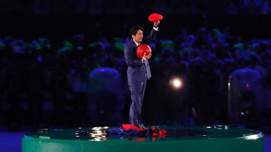 Super Shinzo: Japan's Prime Minister Shinzo Abe appeared dressed as Mario.