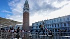 On the frontline. Floodwater in St. Marks Square, Venice, Italy. 