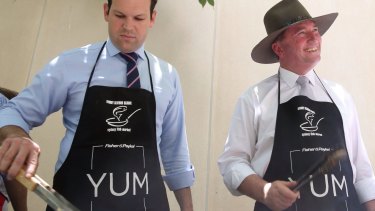 Podcasters Matt Canavan and Barnaby Joyce.