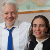 Julian Assange and Stella Moris inside the Ecuadorian embassy, in an undated picture supplied by WikiLeaks.