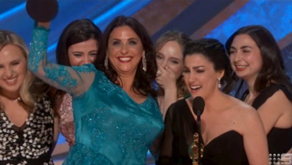 Rayka Zehtabchi wins best short documentary for Period. End of Sentence. 