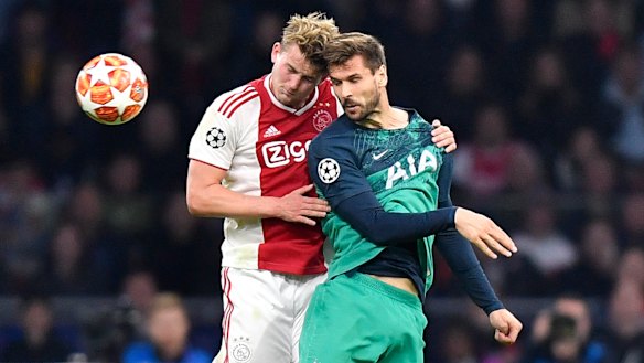 'A nightmare': Ajax's Matthijs de Ligt (left) with Tottenham's Fernando Llorente.