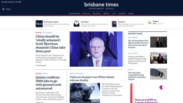 A new homepage for the Brisbane Times.