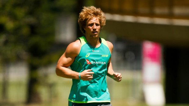 Leader: Jesse Parahi training ahead of the Sydney Sevens in January. 