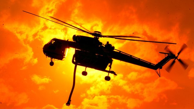 The Erickson air crane, aka Elvis, battles a blaze in Victoria. Two former fire chiefs are concerned such craft will soon be unavailable to Australia.