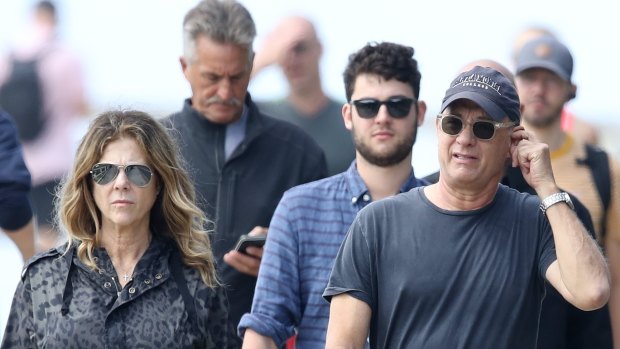 Rita Wilson and Tom Hanks photographed in Sydney last week.