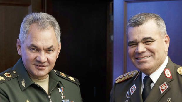Russian Defence Minister Sergei Shoigu, left, and Venezuela's Minister of Defence Vladimir Padrino Lopez held talks in Moscow.