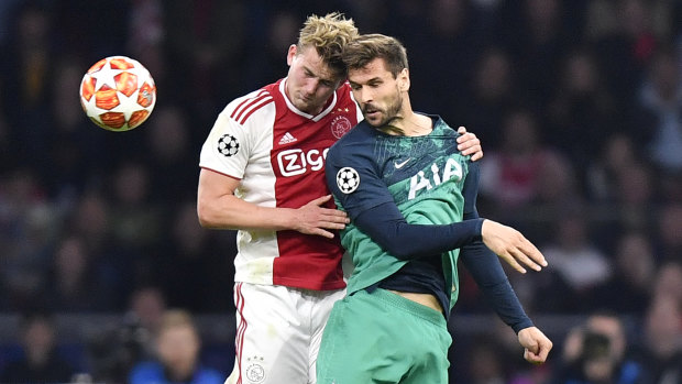 'A nightmare': Ajax's Matthijs de Ligt (left) with Tottenham's Fernando Llorente.