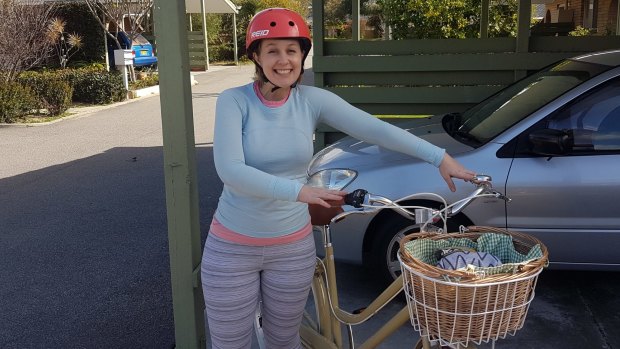 Dorky me with my starter bike Laura, 2.5 years ago, when cycling to work was new and scary and we still had a car. 