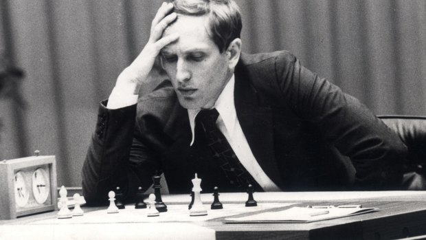 Bobby Fischer playing chess in 1974.