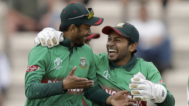 Bangladesh star Shakib Al Hasan (left) is the tournament's leading run scorer and took 5-29 against Afghanistan.