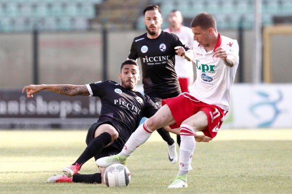 Australian Gabriel Cleur, left, playing for Alessandria.