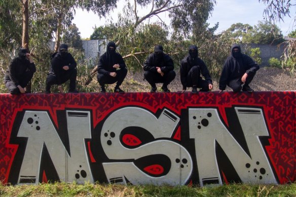 Members of the Australian neo-Nazi group National Socialist Network hiking in the Grampians.