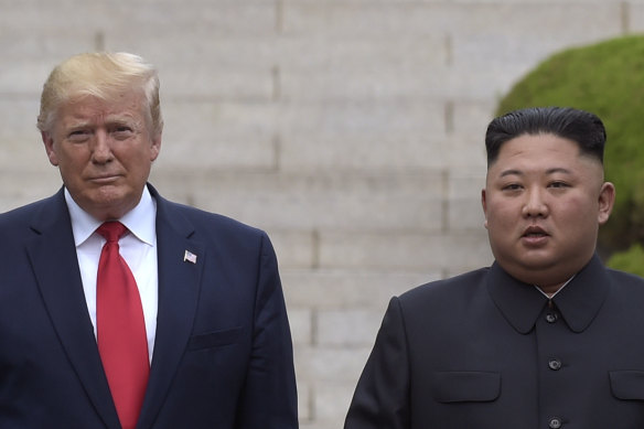 President Donald Trump meets North Korean leader Kim Jong-un in the Demilitarised Zone in June this year.