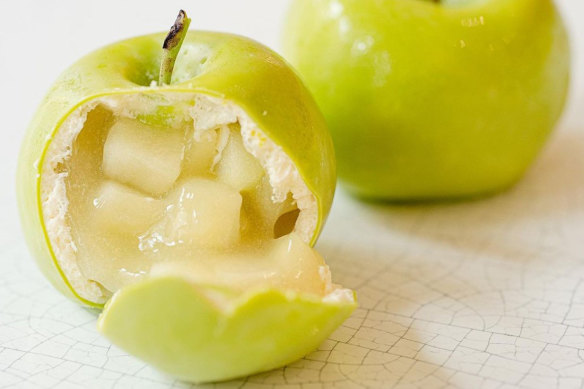 French pastry chef Cedric Grolet’s trompe l’oeil apple pastry.