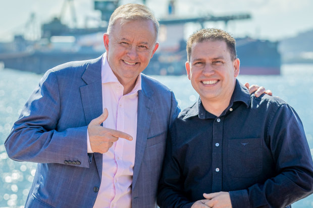 Federal Opposition Leader Anthony Albanese with Flynn Labor candidate and Gladstone mayor Matt Burnett.