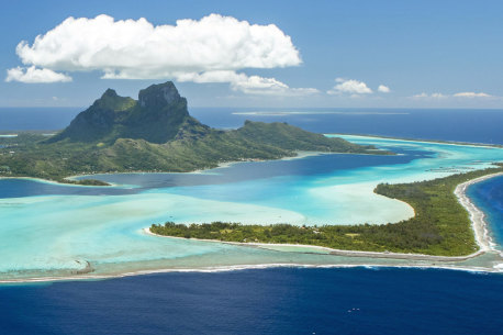 Bora Bora comes into view.