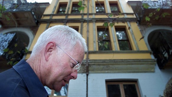 Phillip Bartlett outside one of his Potts Point development's, the Yellow House, in 2003. 