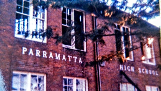 Parramatta High School the day after a fire in 1982.