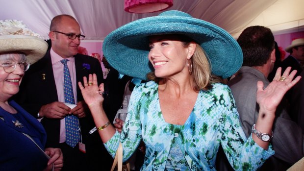 Former Myer ambassador Deborah Hutton in the company's marquee at Flemington in 2000.