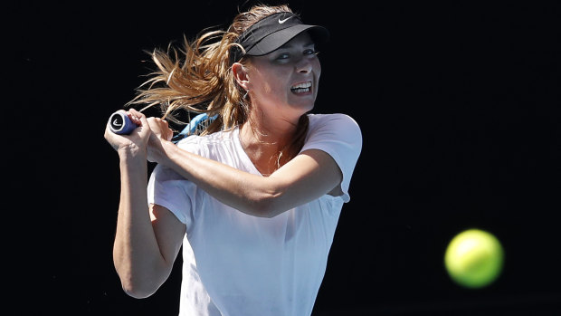 Shaping up: Maria Sharapova of Russia during practice ahead of the 2020 Australian Open.