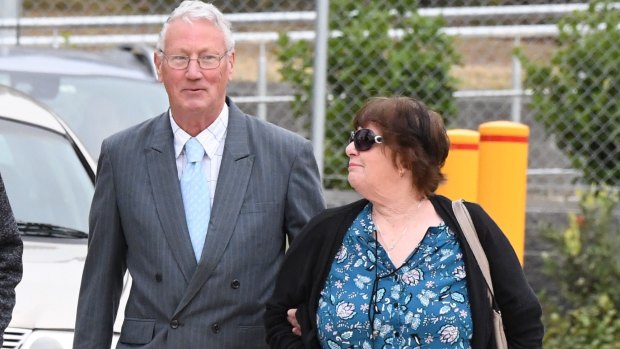 Bill and Margaret Spedding arrive at the Coroner's Court on Monday.