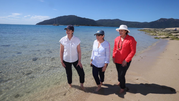 Premier Annastacia Palaszczuk, Environment Minister Leeanne Enoch and member for Mackay Julieanne Gilbert announced more funding for the Great Barrier Reef on Wednesday.