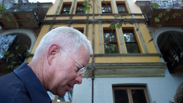 Phillip Bartlett outside one of his Potts Point development's, the Yellow House, in 2003. 