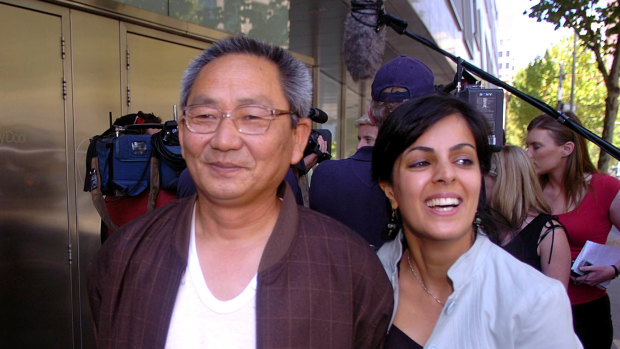 Political secretary Choi Dong Song leaving the County Court with his legal team