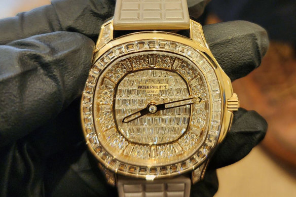 One of the 46 items of luxury jewellery seized in the police operation.